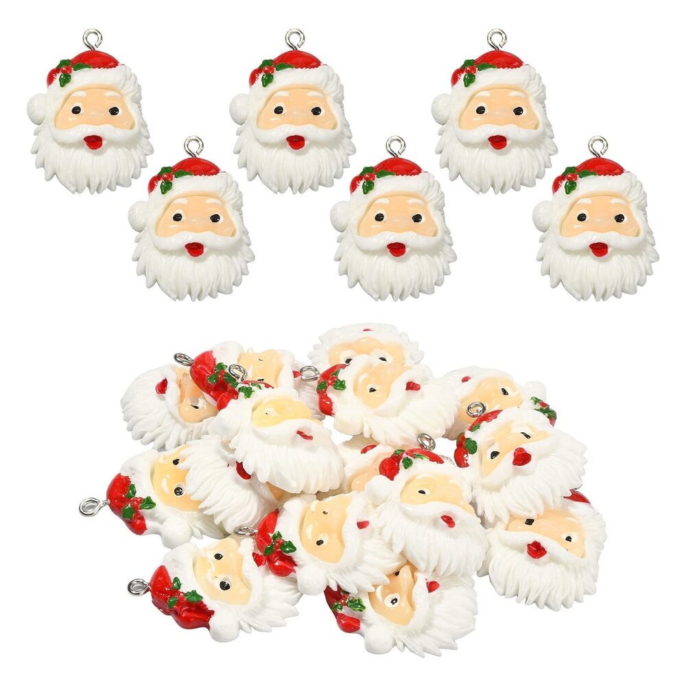 1958 30Pcs Christmas Theme Santa Claus Opaque Resin Charm Pendants